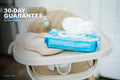 Stork & Sun wipes on a highchair: 30-day guarantee, try them risk-free