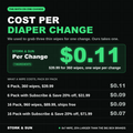 Cost per diaper change: $0.11 with the 6 Pack, one wipe per change